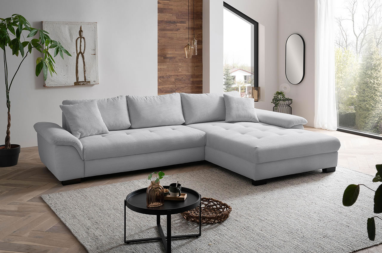 dario ecksofa recamiere rechts cord stripes 8637 grau milieubild