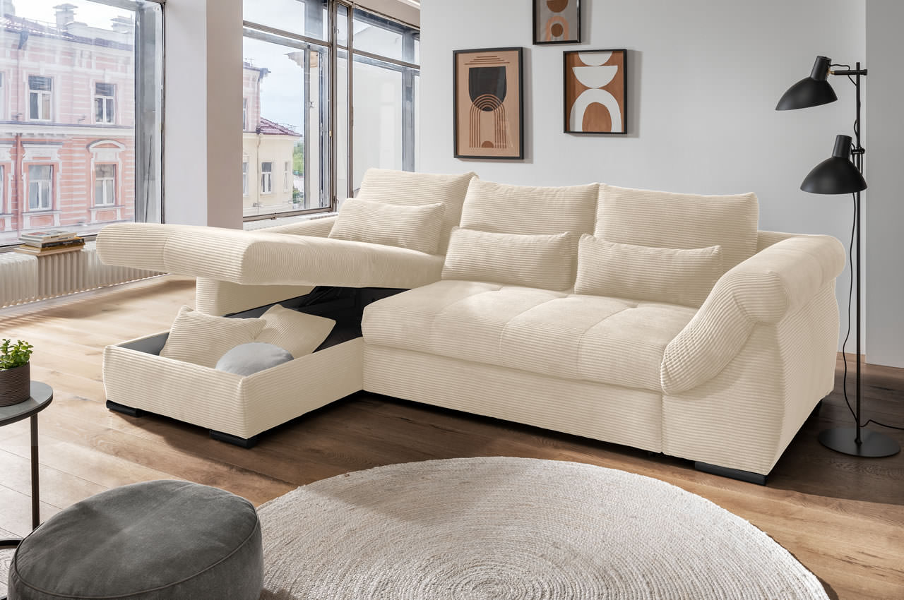 benformato federico ecksofa links cordstoff 4808 beige milieu bettkasten
