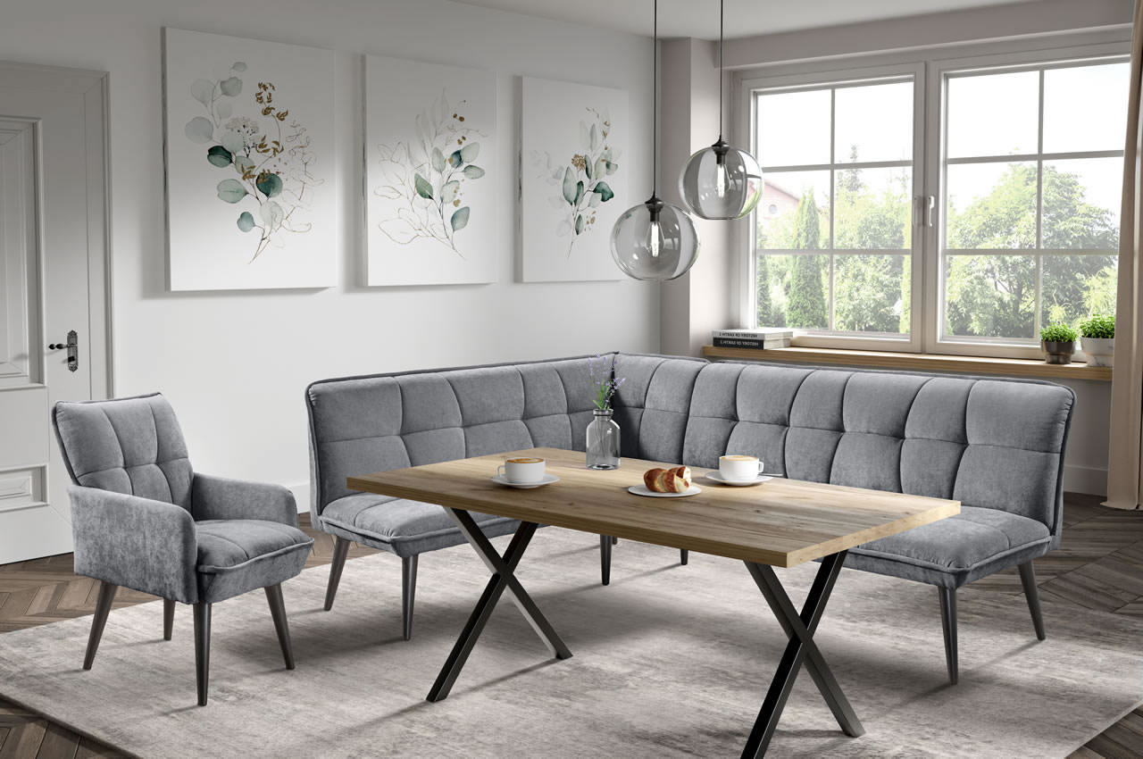 mocca eckbank kuechenbank links stoff wind 89 anthrazit ambiente