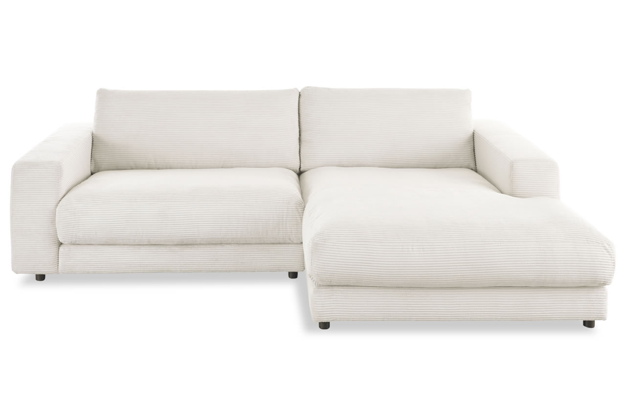 candy high end ecksofa mit longchair rechts cord snow frontansicht