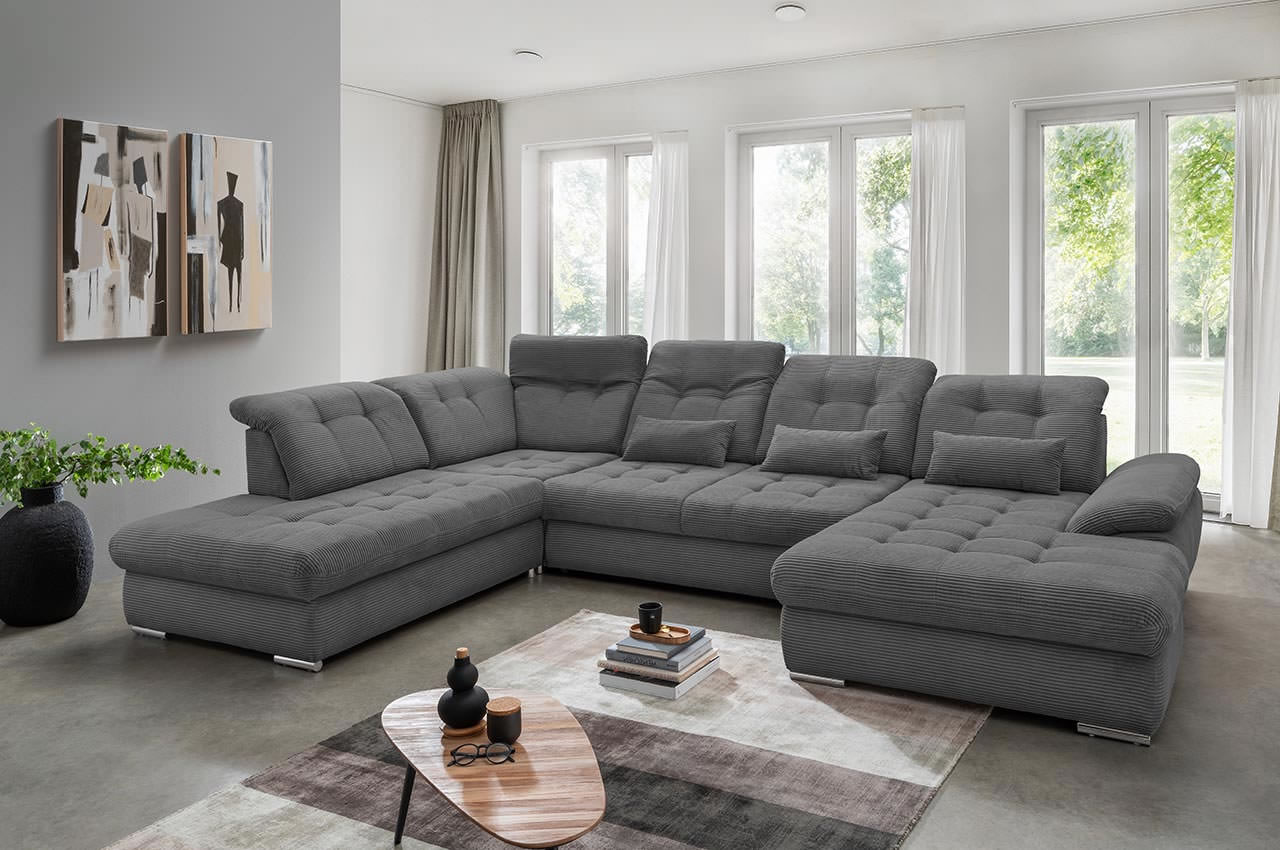 rigatti benformato wohnlandschaft links cordstoff 4801 anthrazit milieubild