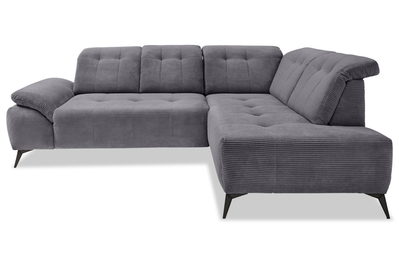 benformato fiore ecksofa rechts cord 4801 grau frontansicht