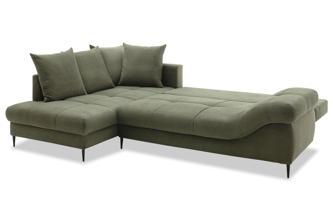 oregon ecksofa links cord stripes 8641 gruen schlaffunktion