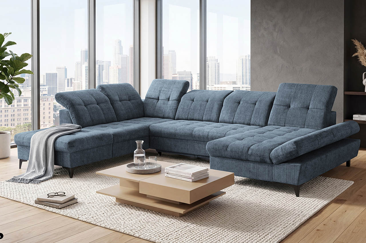 wohnlandschaft mercy links stoff ravello 16 blaugruen fuesse schwarz milieubild wohnlandschaft mercy links stoff ravello 16 blaugruen fuesse schwarz milieubild