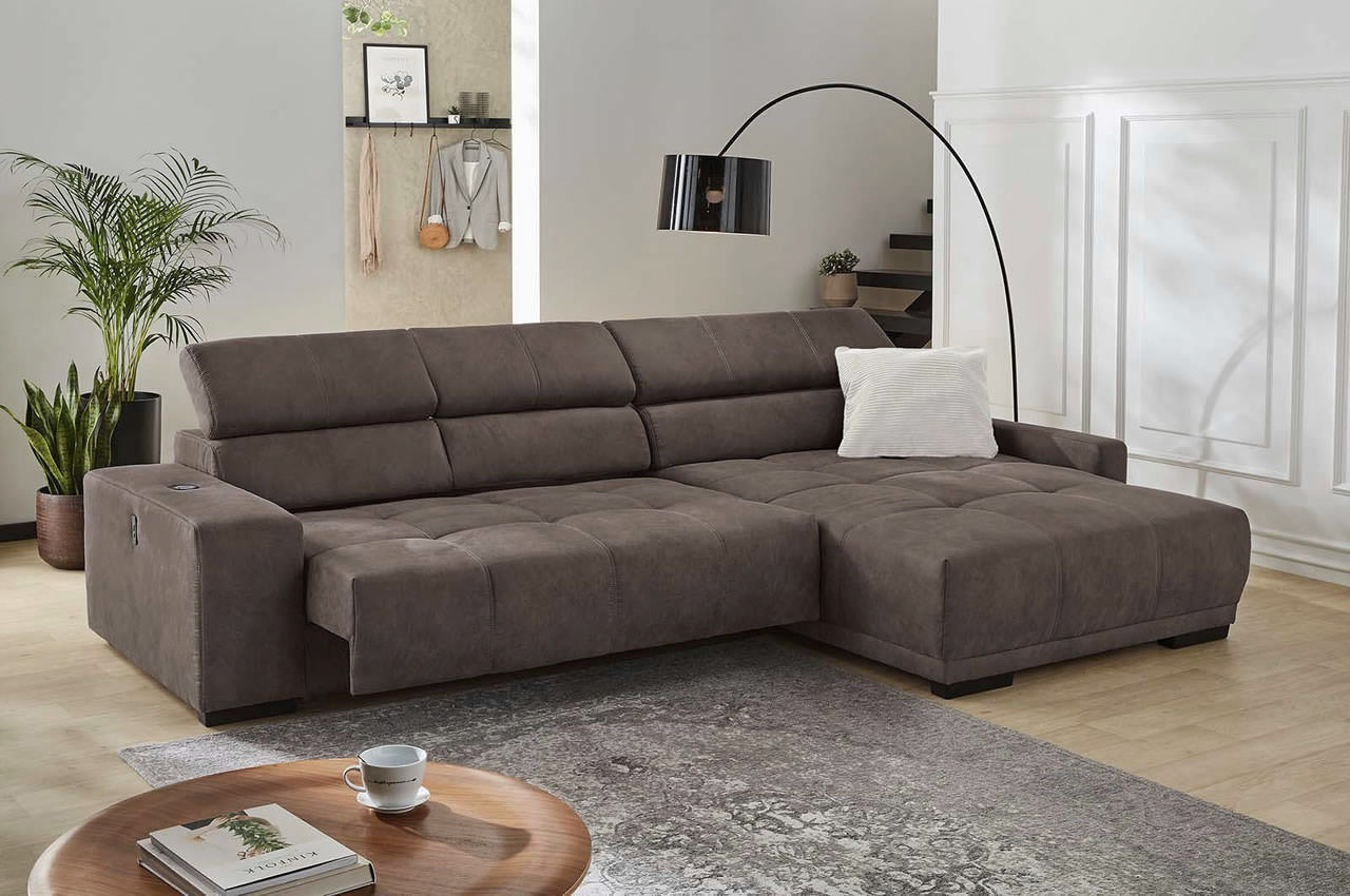 le mans ecksofa rechts stoff 415 08 braun milieubild elektrische verstellung