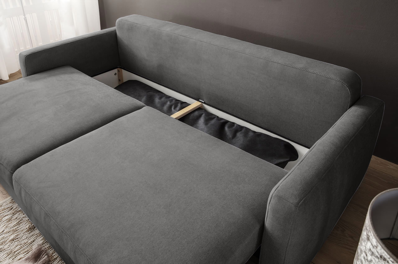 Schlafsofa Frisco De Luxe Leaf 09 Anthrazit Bettkasten Detailbild