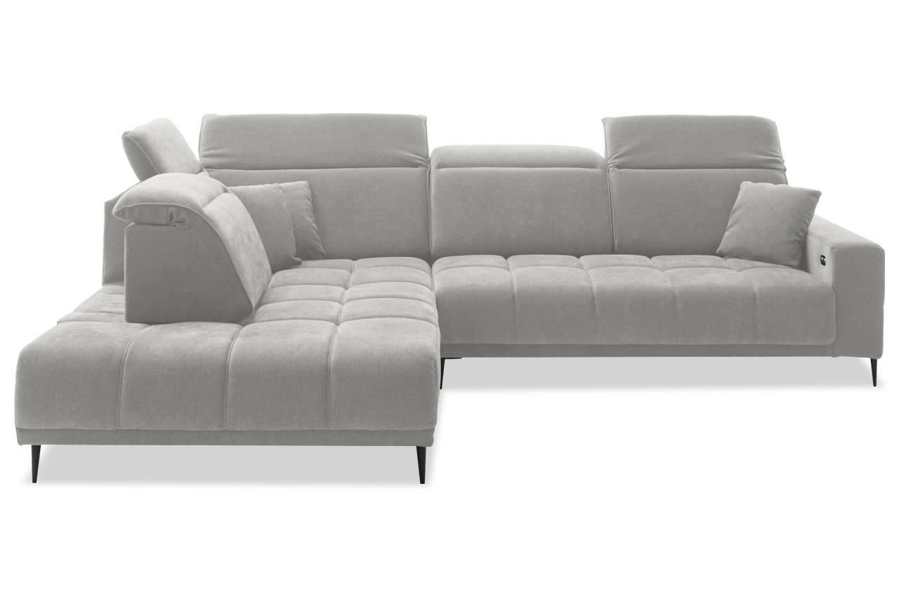 livorno ecksofa mit ottomane links aragon 80 silber frontansicht kopfteilverstellung livorno ecksofa mit ottomane links aragon 80 silber frontansicht kopfteilverstellung