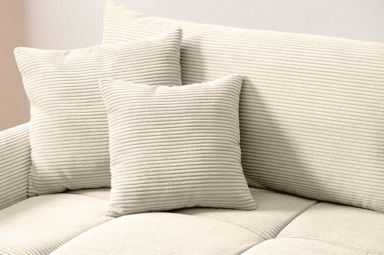 ronaldo ecksofa recamiere links cord stripes 8622 creme detailbild zierkissen
