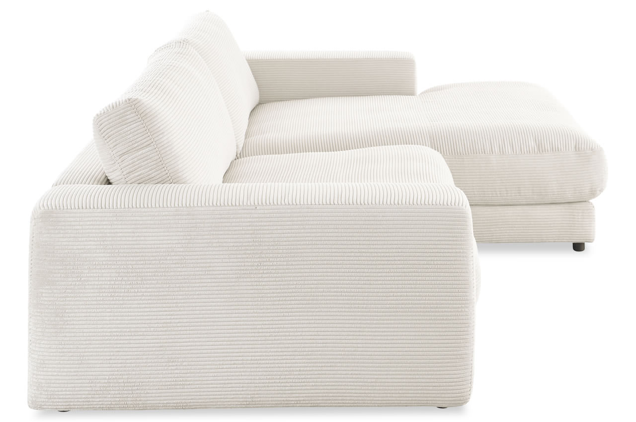 candy high end ecksofa mit longchair rechts cord snow seitenansicht