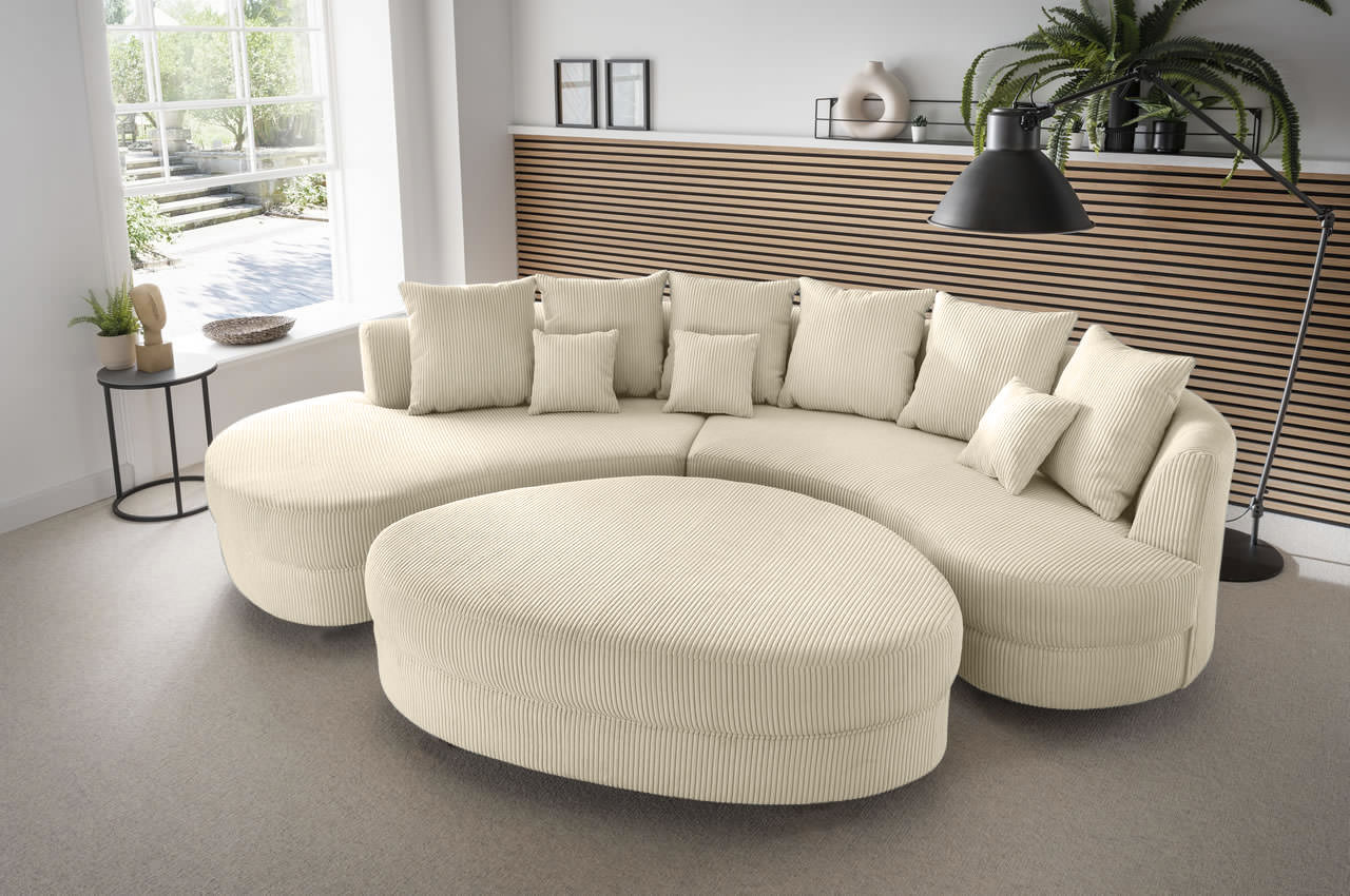 benformato sofa limoncello links cord stoff 48008 beige milieu mit hocker benformato sofa limoncello links cord stoff 48008 beige milieu mit hocker