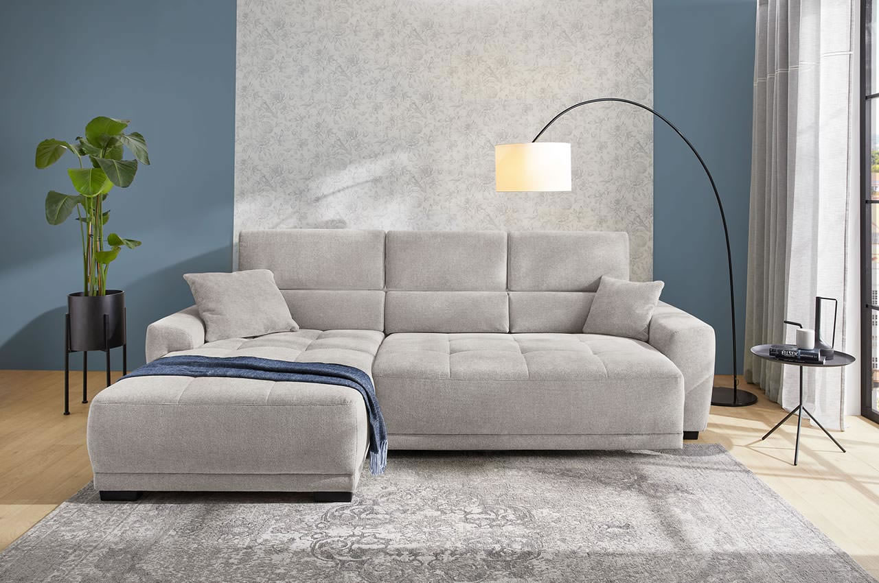 domino ecksofa variante links stoff 430 29 hellgrau milieubild mit kopfteilverstellung 2