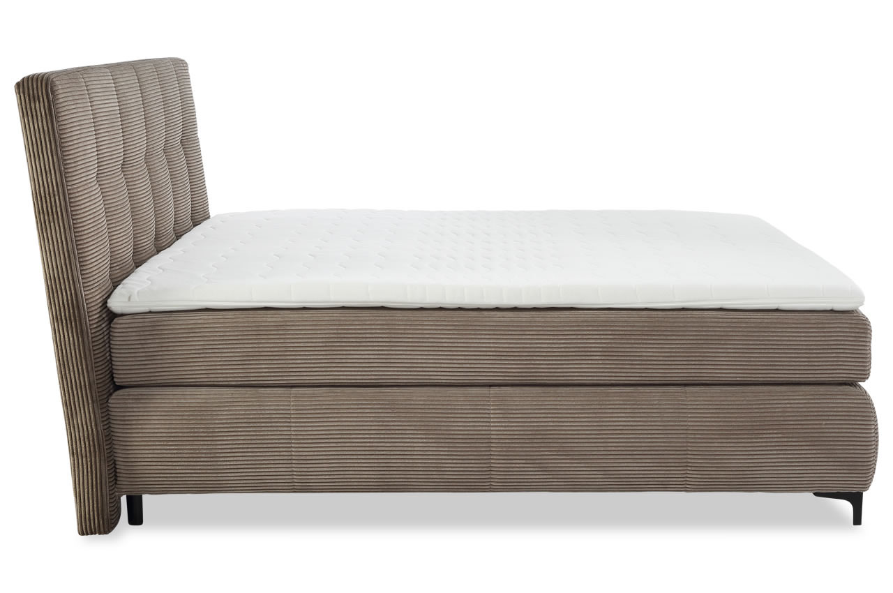 beatrice boxspringbett 180x200 cordstoff 42618 farbe taupe seitenansicht