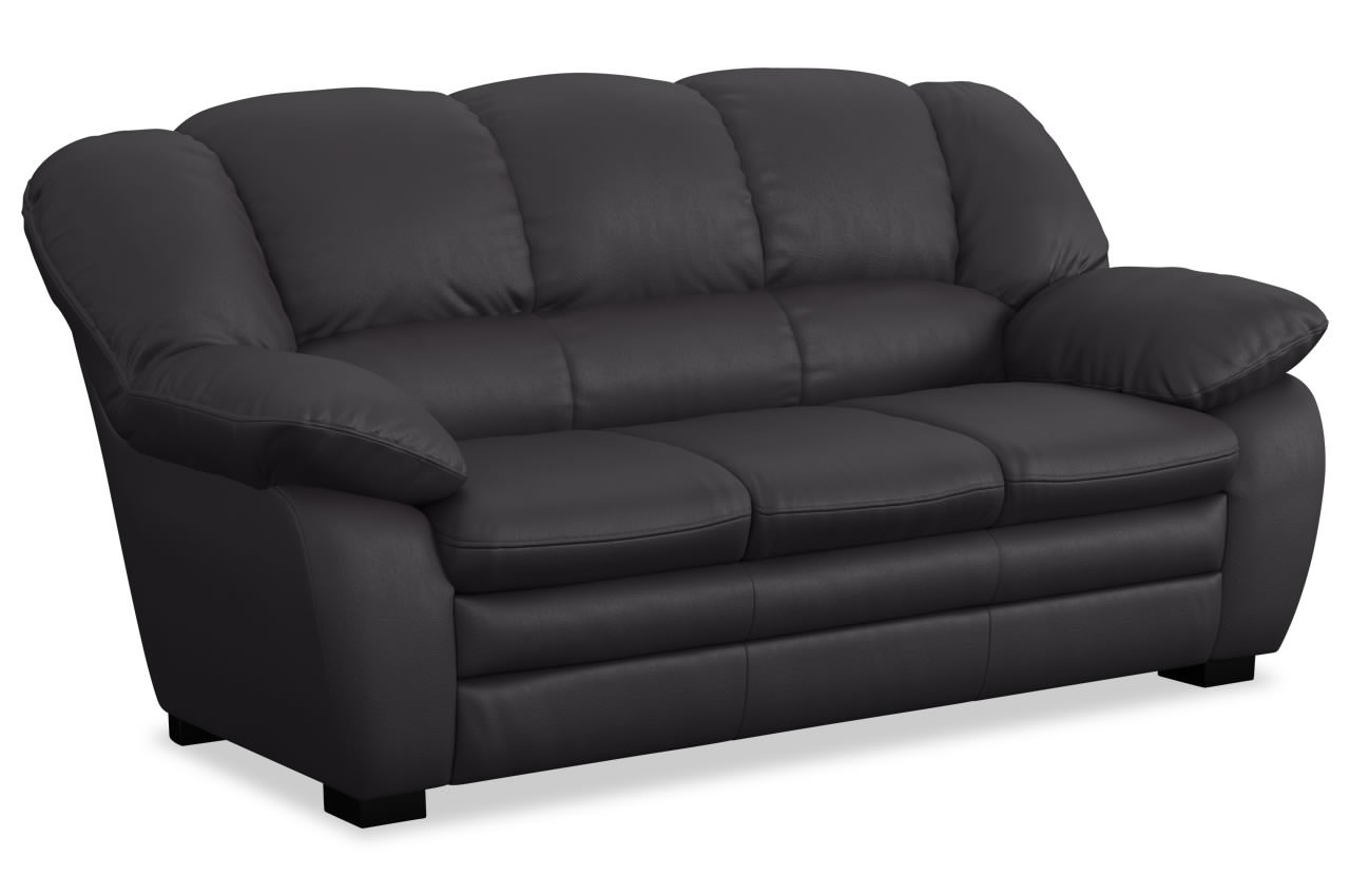 casino 3 er sofa von cotta echtleder pampas m9003 schwarz