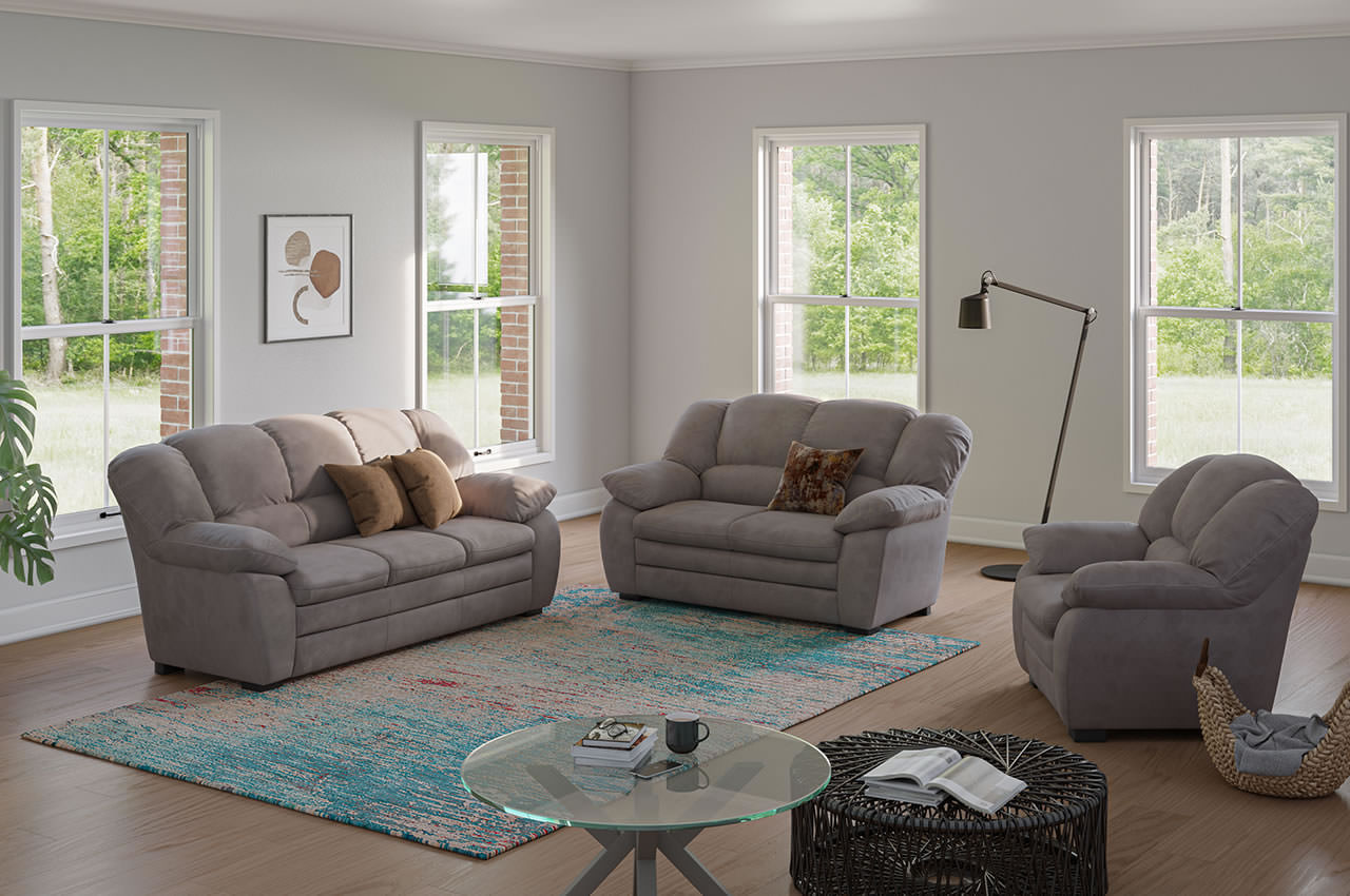 casino 3 er sofa 2 er sofa sessel von cotta stoff new lucca p701 dunkelgrau milieubild
