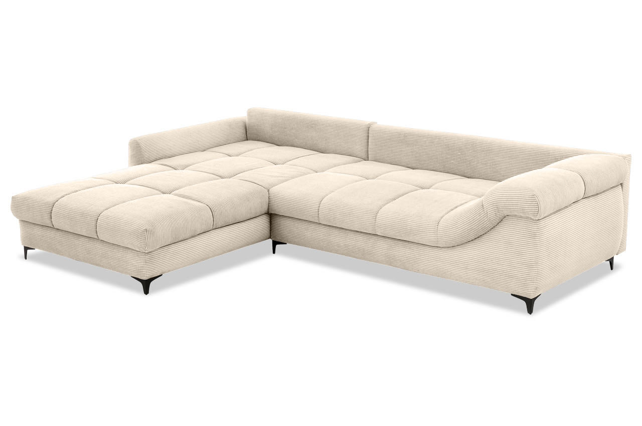 ronaldo ecksofa recamiere links cord stripes 8622 creme ohne kissen