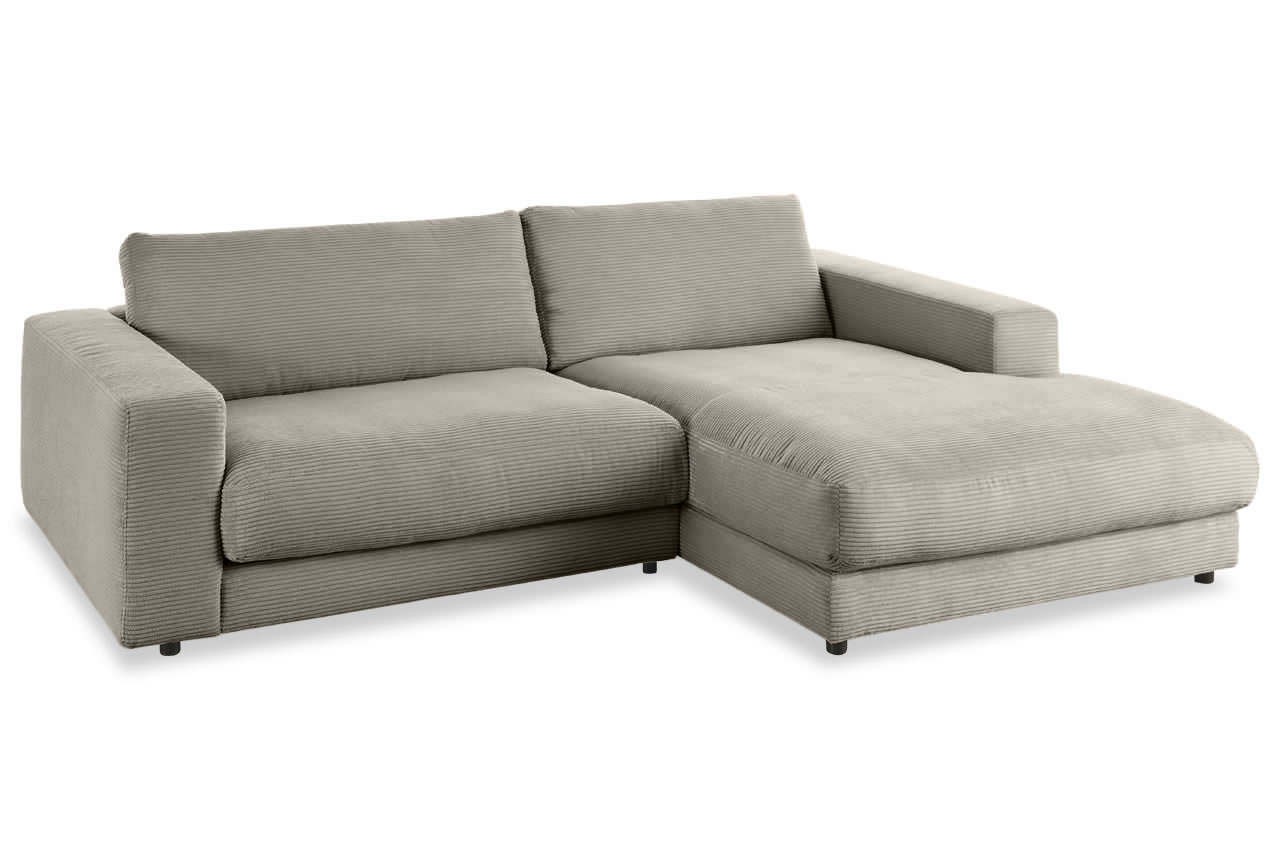 candy high end ecksofa mit longchair rechts cord taupe