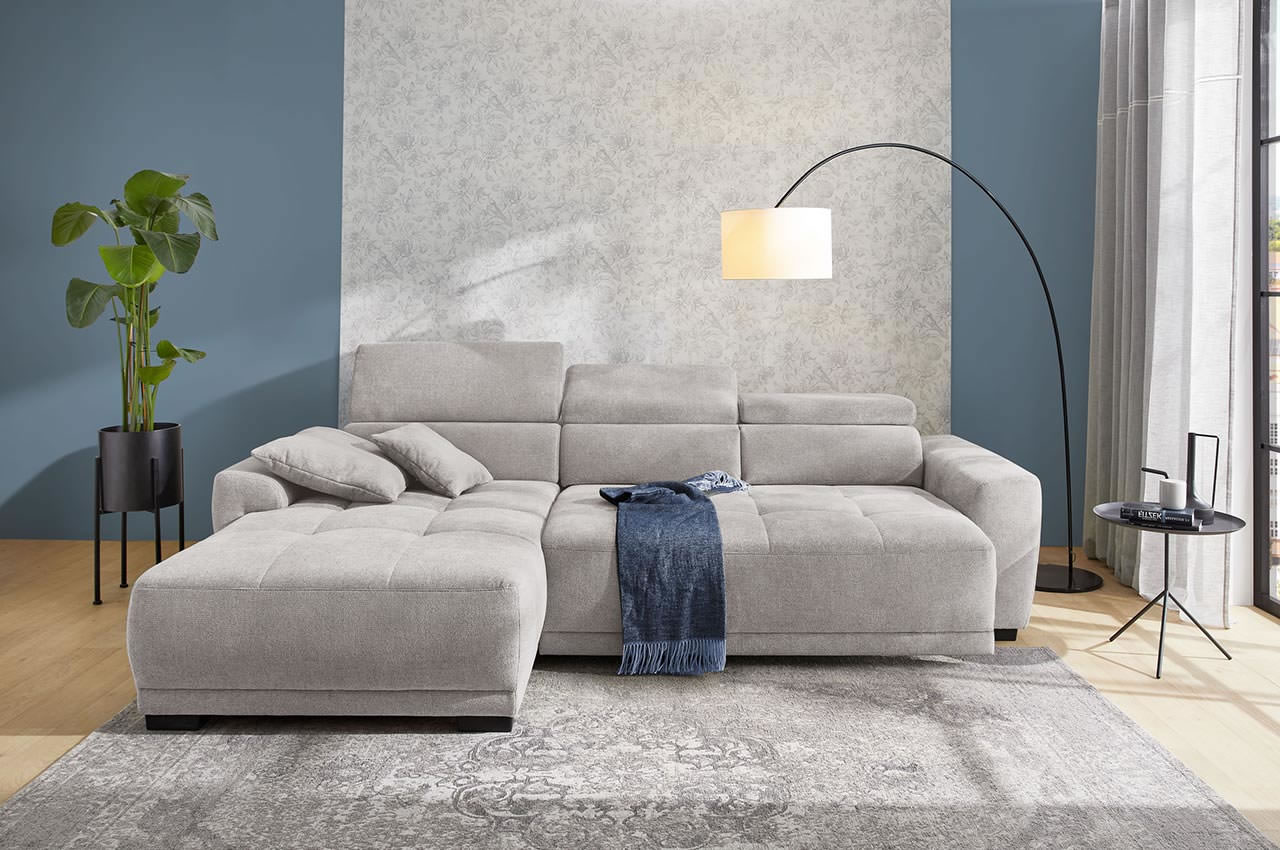 domino ecksofa variante links stoff 430 29 hellgrau milieubild mit sitztiefenverstellung
