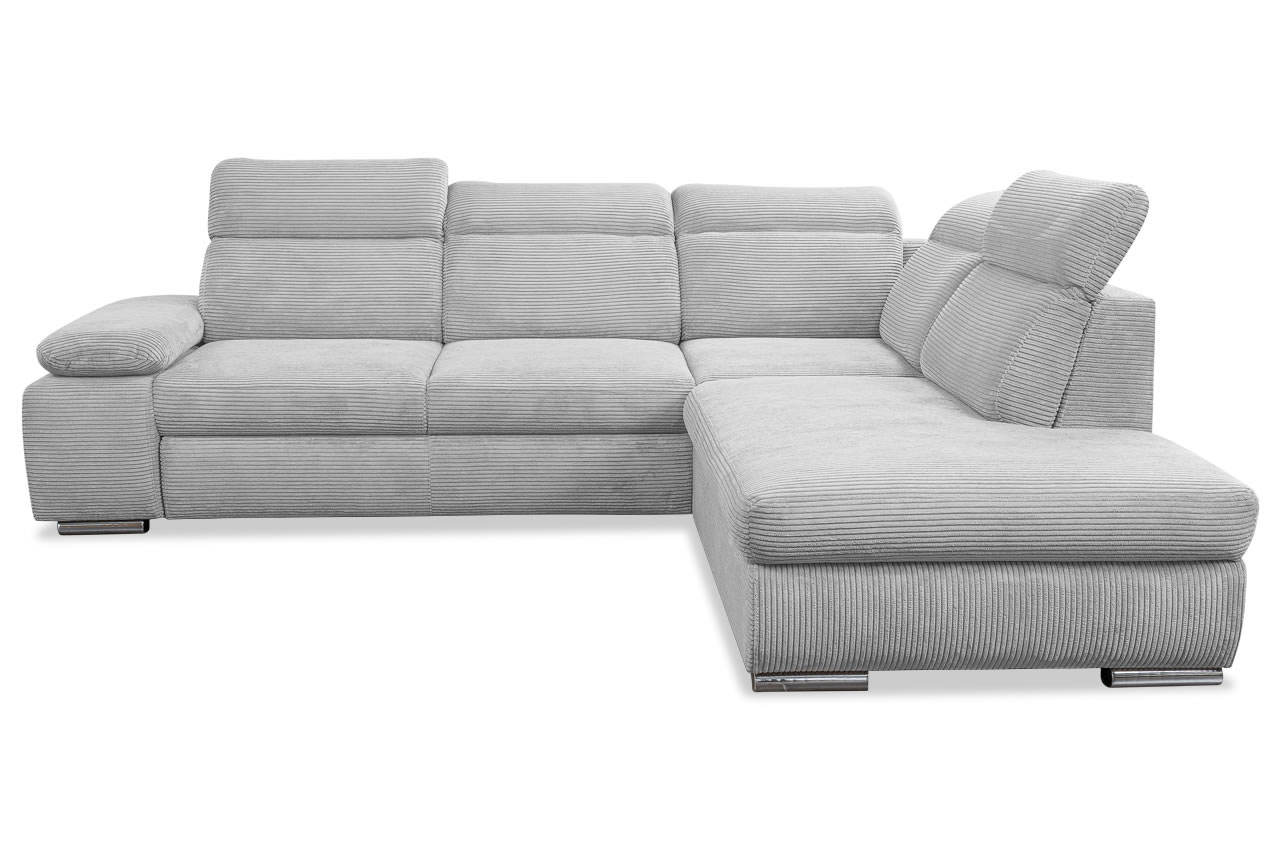 alicante ecksofa rechts cord poso 55 hellgrau frontansicht