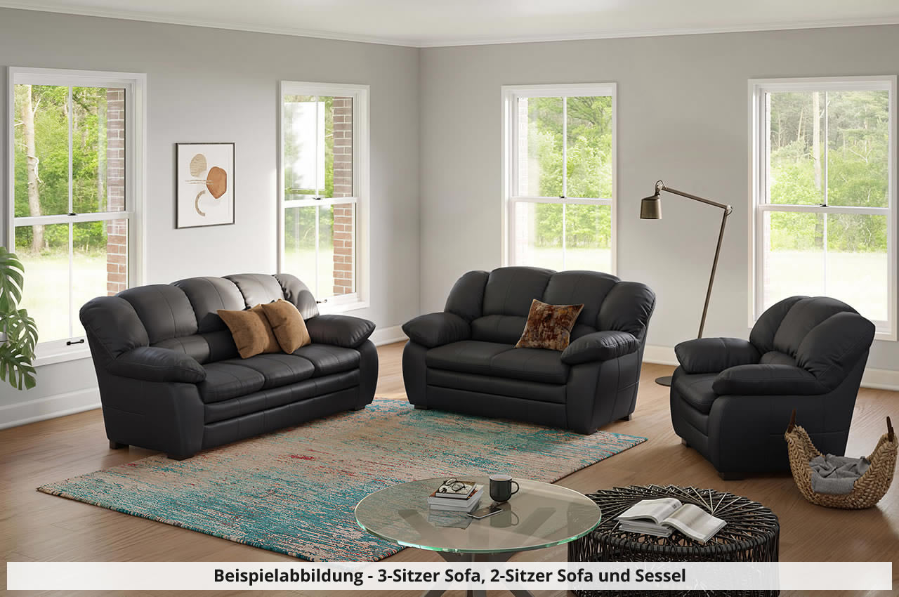 casino 3 er sofa 2 er sofa sessel von cotta echtleder pampas m9003 schwarz milieubild text