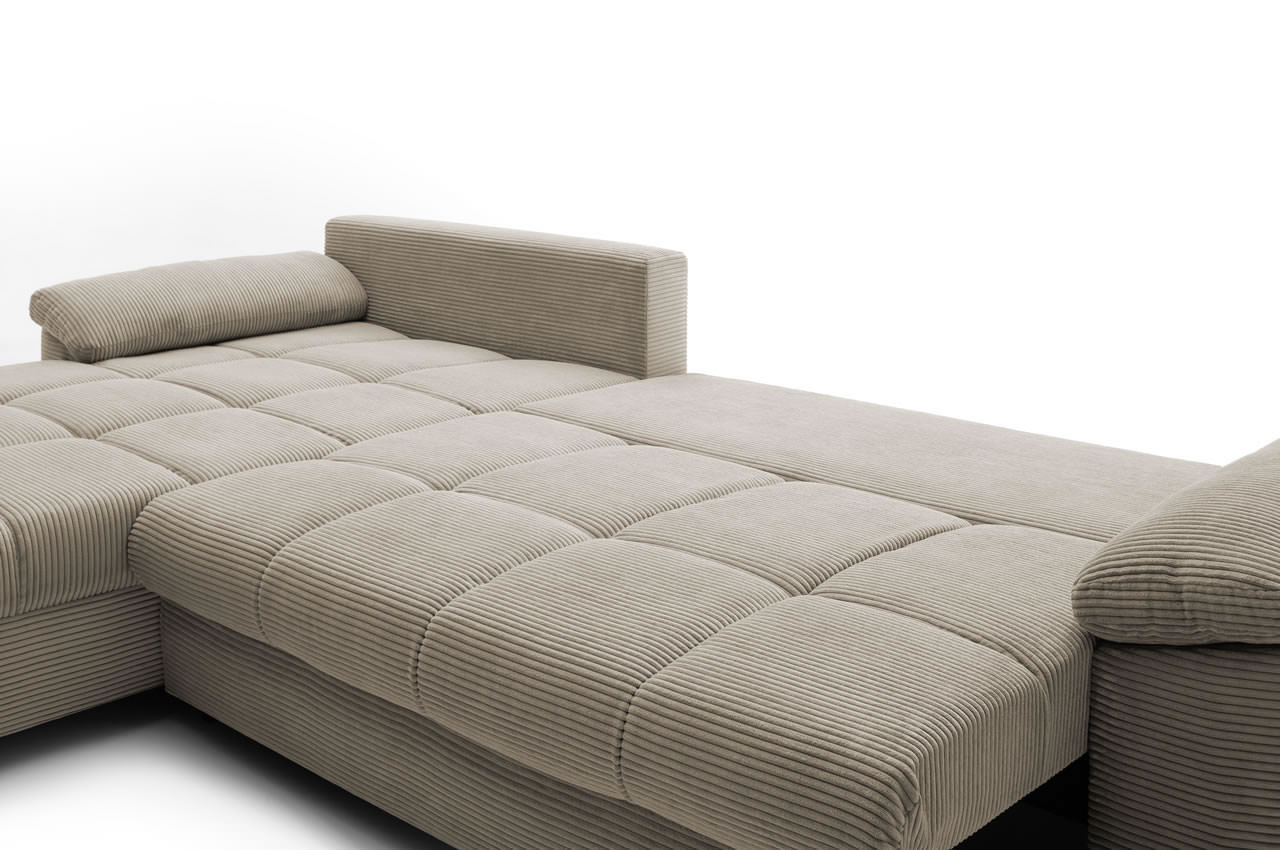 cancun ecksofa links cord stripes 03 taupe detailbild schlaffunktion