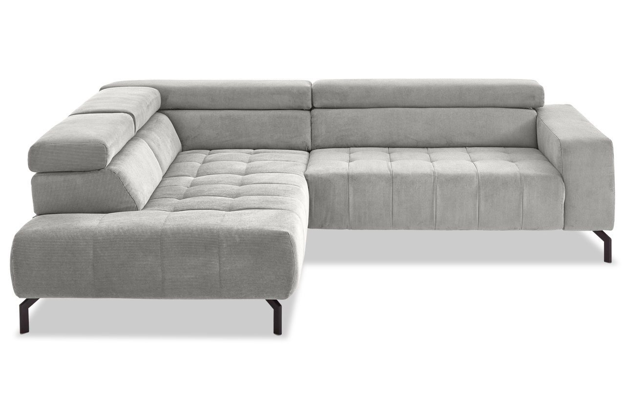 mp in25098 ecksofa links feincord silber frontansicht