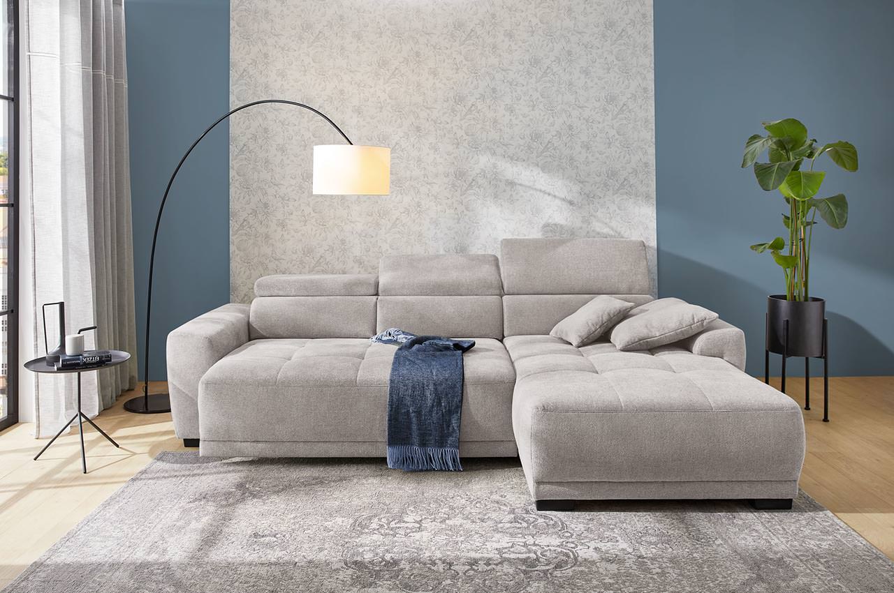 domino ecksofa variante rechts stoff 430 29 hellgrau milieubild mit sitztiefenverstellung