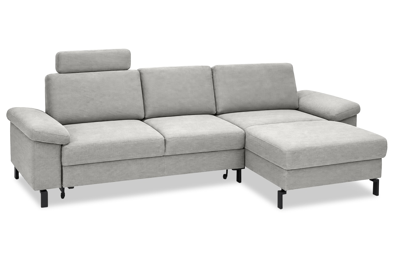 ecksofa coast rechts feincord silber mit kopfstuetze ecksofa coast rechts feincord silber mit kopfstuetze