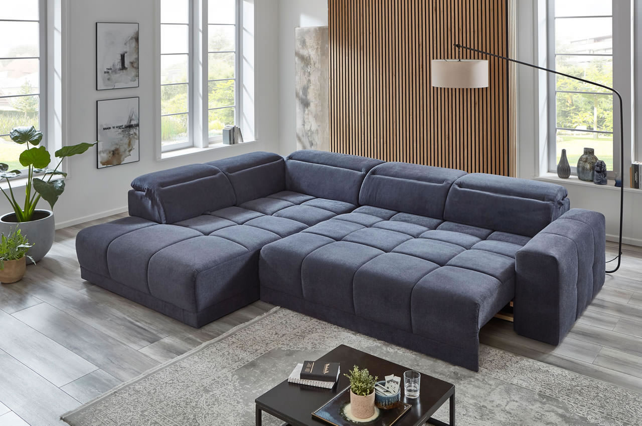 downtown ecksofa variante links microfaser boston 1880 nachtblau milieubild sitzvorzug