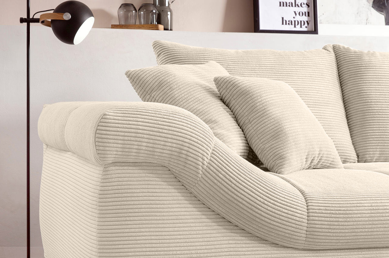 ronaldo ecksofa recamiere rechts cord stripes 8622 creme detailbild armlehne