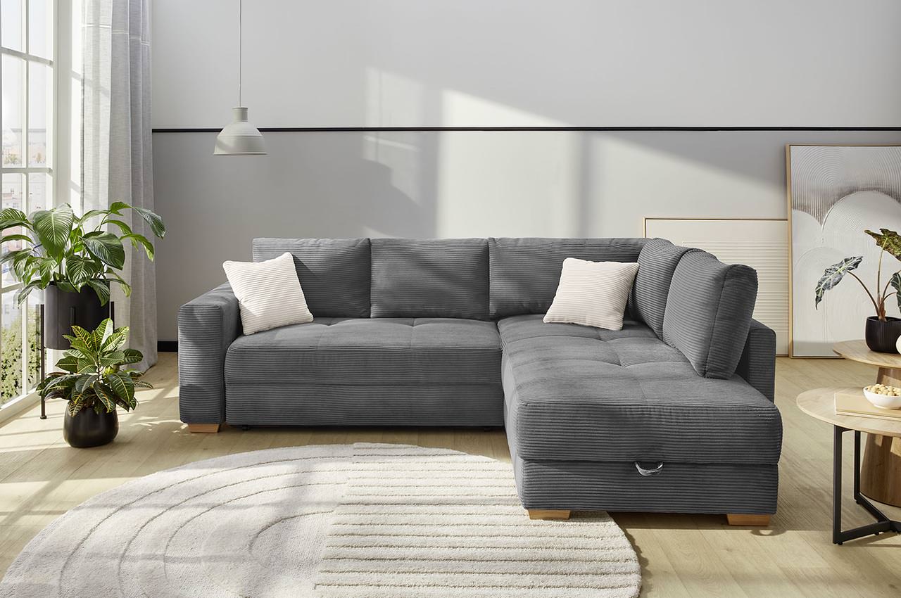 sunset ecksofa variante rechts cord 426 09 grau milieubild