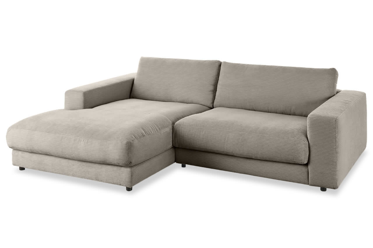 candy high end ecksofa mit longchair links cord taupe