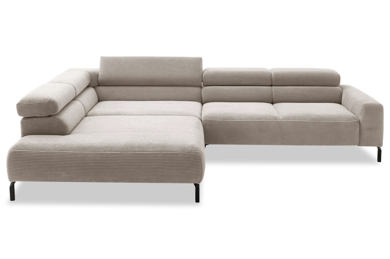 spring candy ecksofa mit ottomane links cord taupe frontansicht