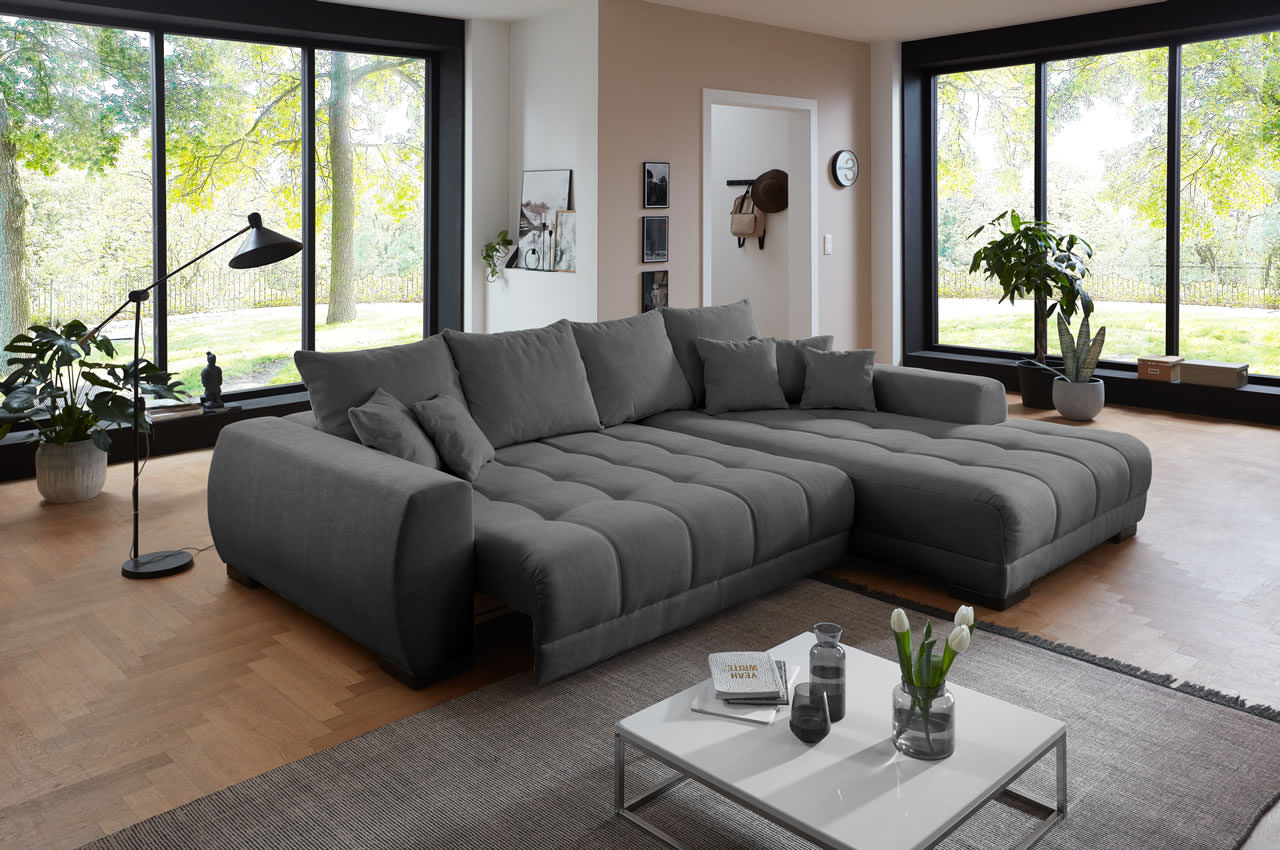 mustang ecksofa rechts stoff holms 18 dunkelgrau milieubild mit funktion
