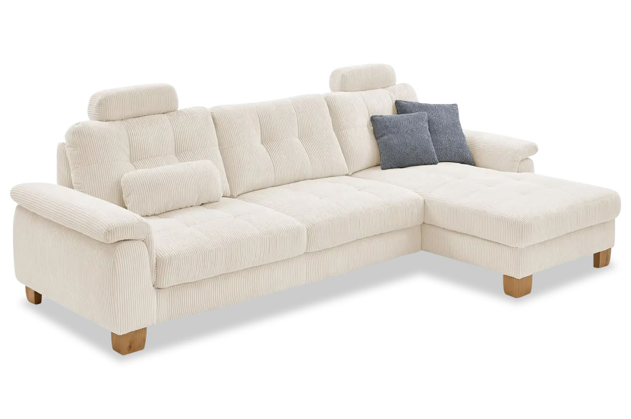 pp la19101 landart ewian ecksofa rechts cord nature mit kissen