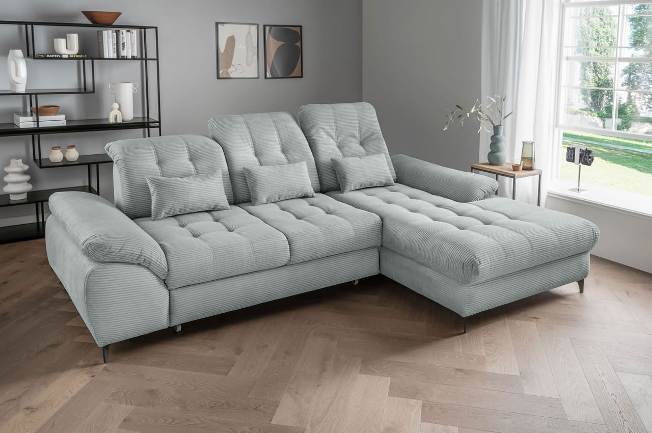 benformato delphino ecksofa variante rechts cord 4803 aqua milieubild benformato delphino ecksofa variante rechts cord 4803 aqua milieubild