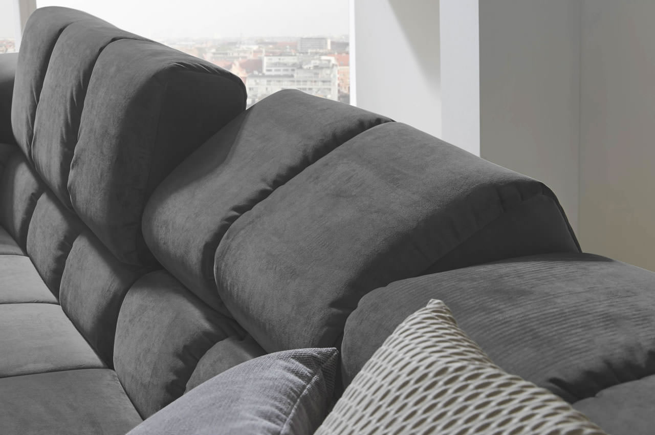wilson mega ecksofa links velvet grau ambiente kopfteilverstellung