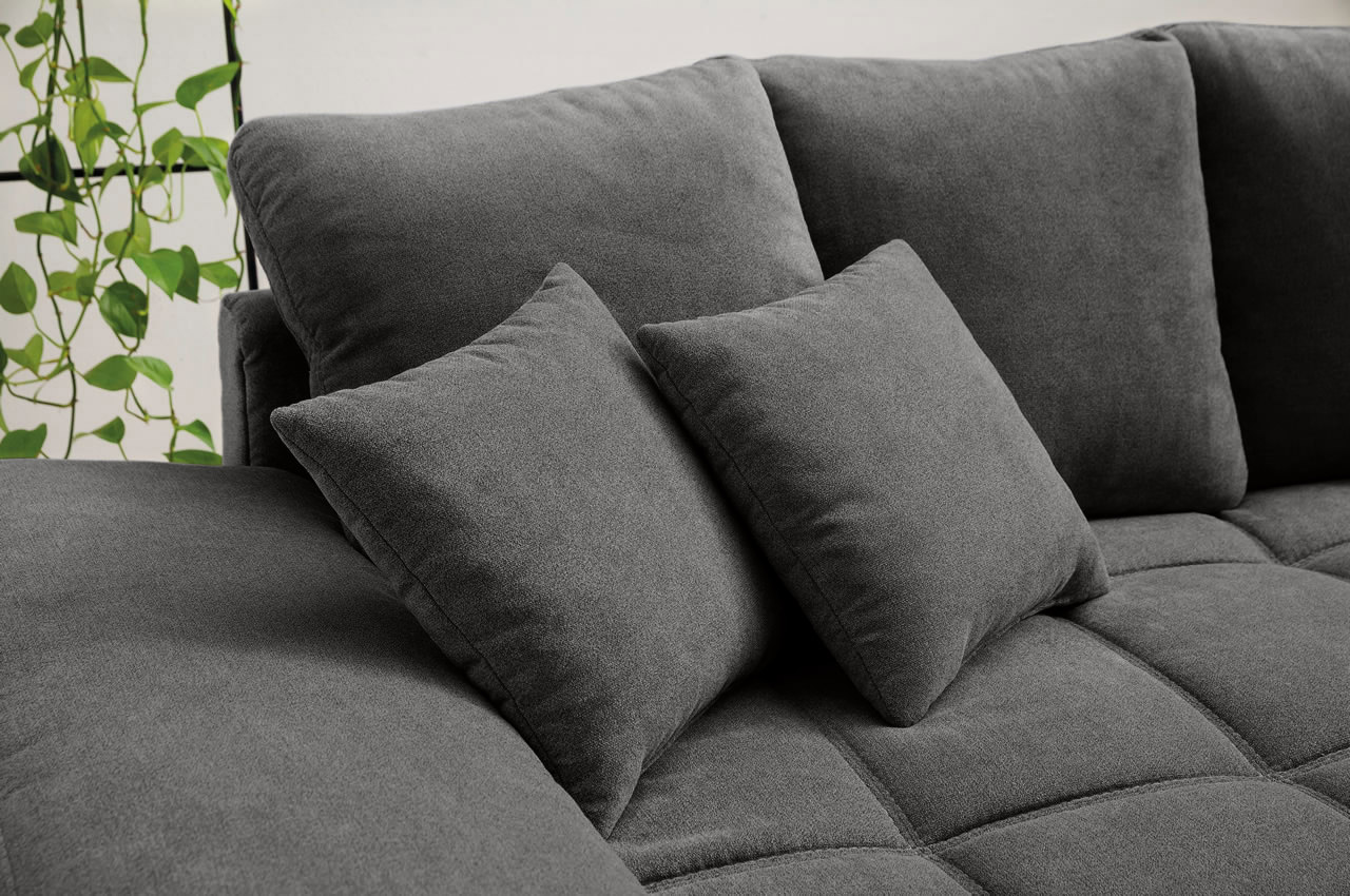 farina ecksofa variante rechts stoff leaf 09 anthrazit detailbild kissen