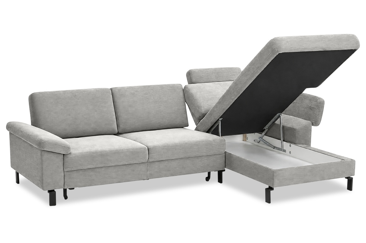 ecksofa coast rechts feincord silber mit bettkasten ecksofa coast rechts feincord silber mit bettkasten
