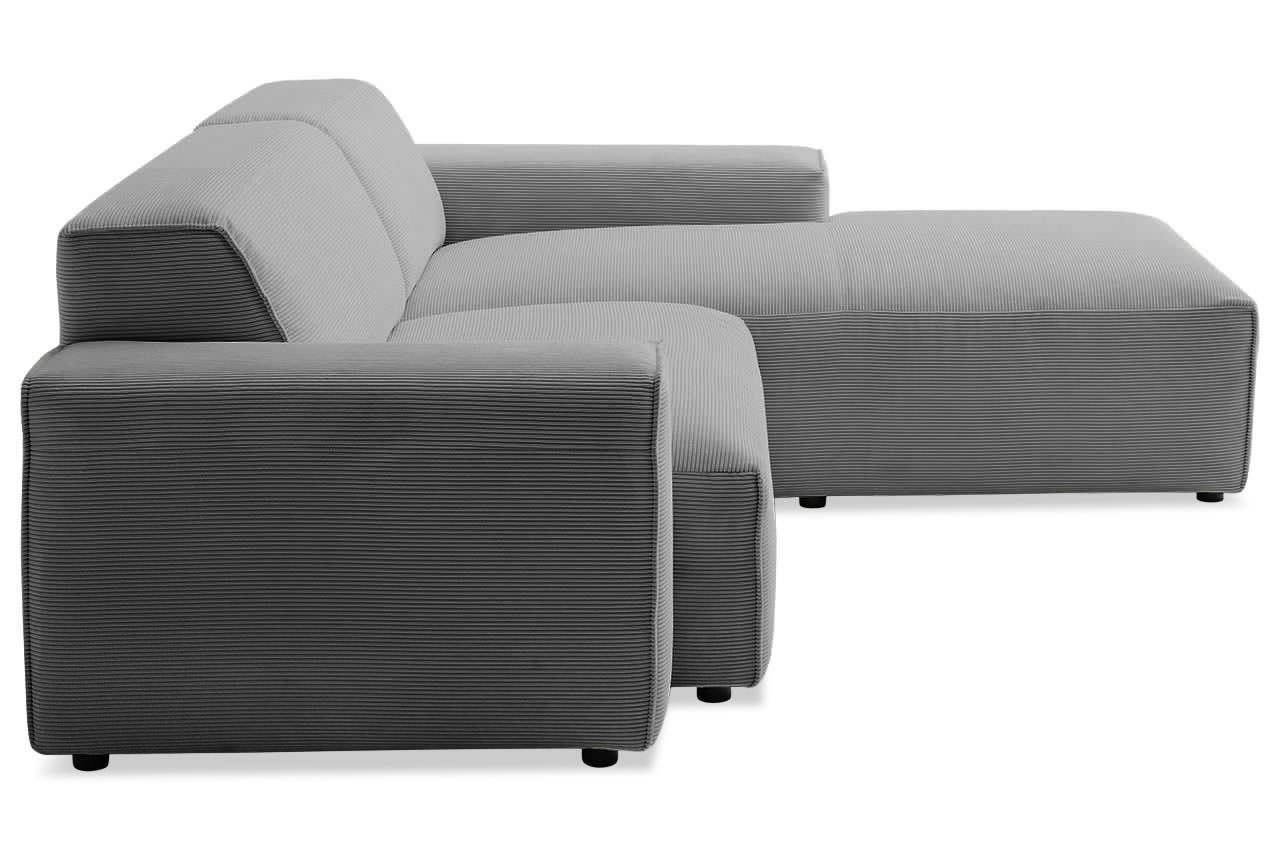 eastport ecksofa 1 5 sitzer variante rechts feincord anthrazit seitenansicht
