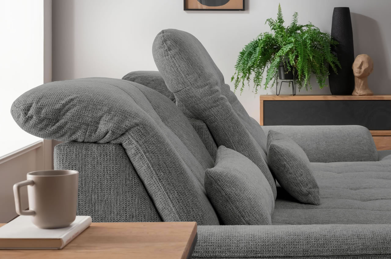 benformato ecksofa rigatti rechts coroni 9309 dunkelgrau milieu kopfteil detailbild