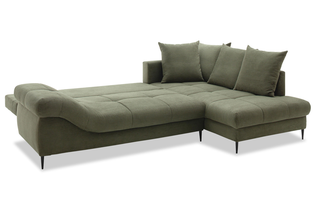 oregon ecksofa rechts cord stripes 8641 gruen schlaffunktion