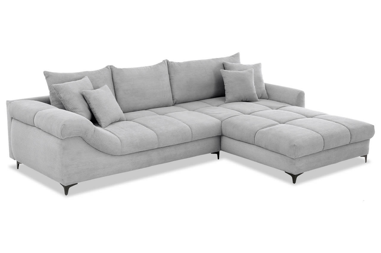 ronaldo ecksofa recamiere rechts cord stripes 8637 grau
