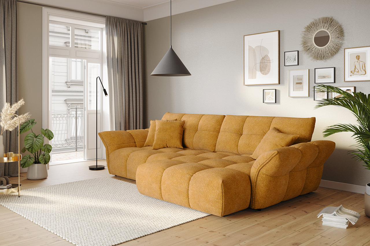 ecksofa tino rechts in cloud a062 gold milieubild