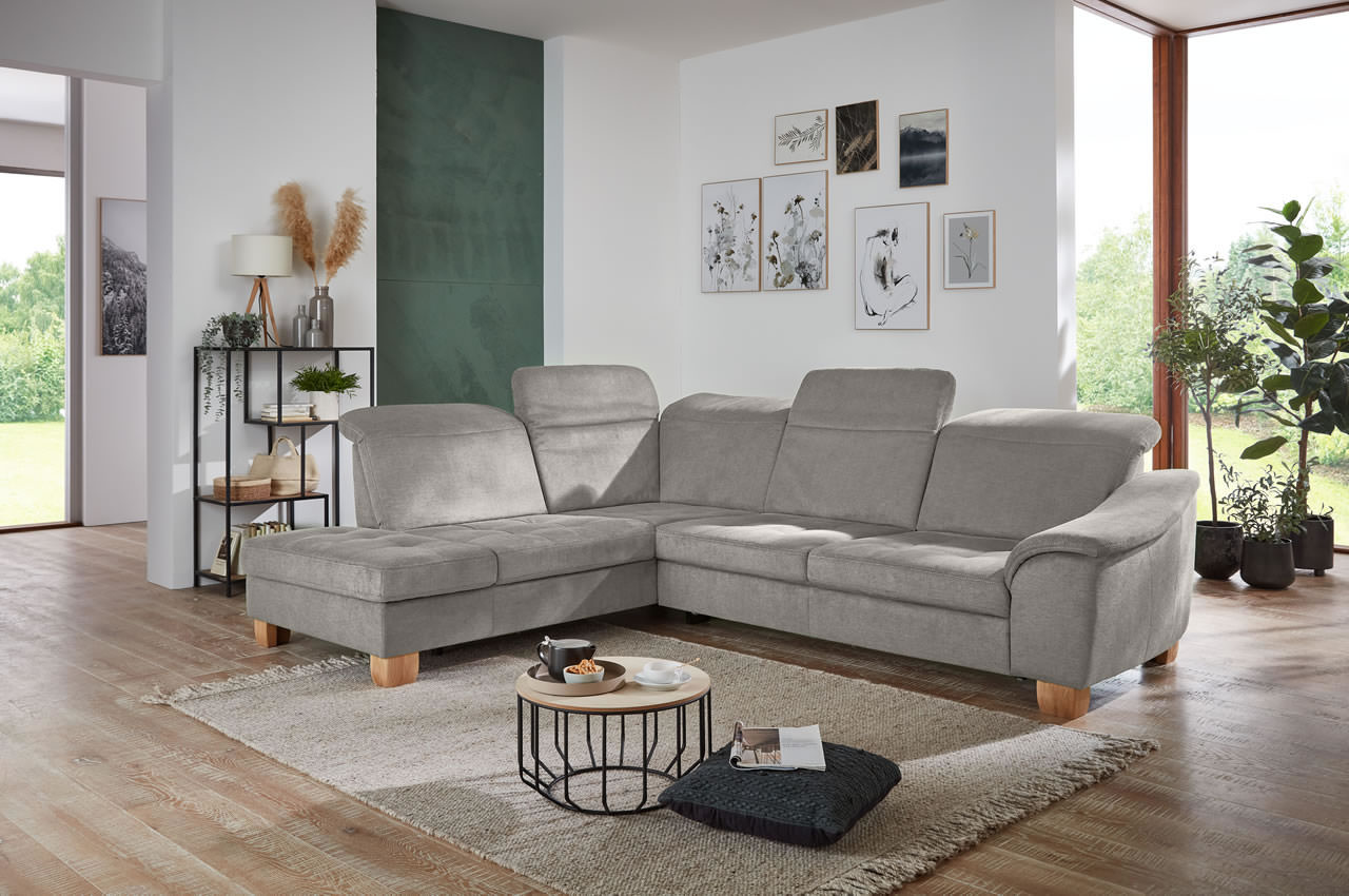 la23145 la16029 ecksofa inessa links stoff cyber farbe grau milieubild kopfteilverstellung