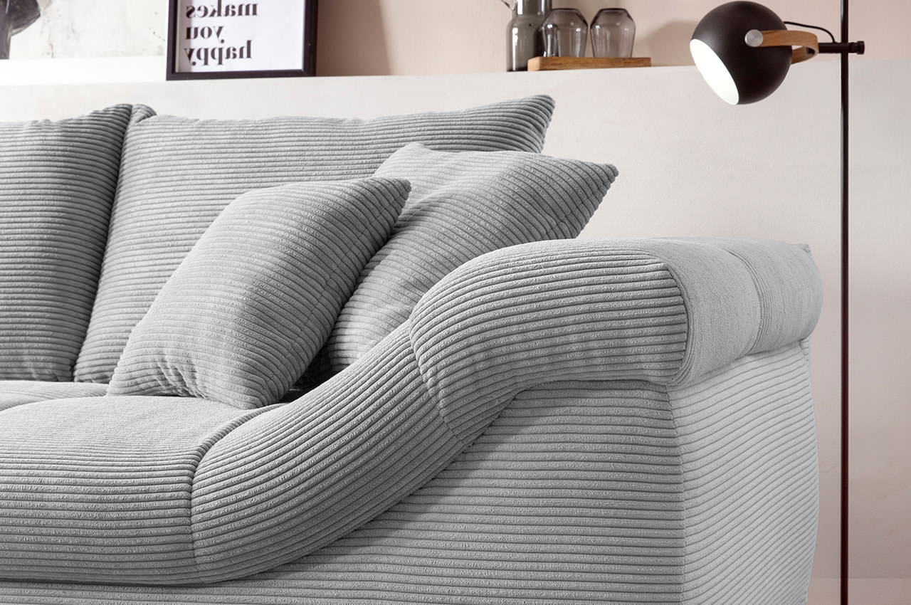 ronaldo ecksofa recamiere links cord stripes 8637 grau detailbild armlehne