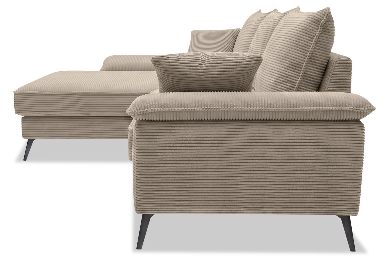 ecksofa montana links cord stripes 03 taupe seitenansicht