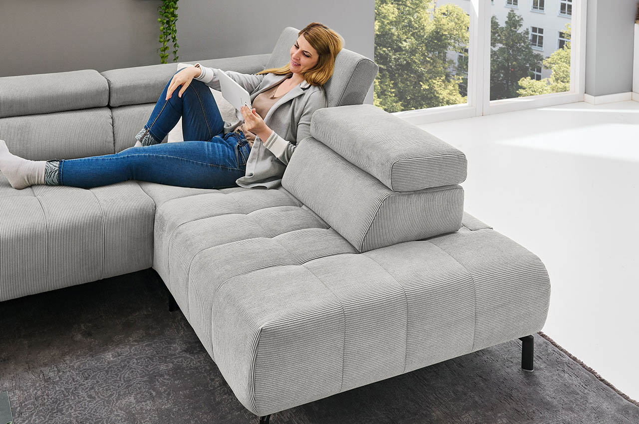 mp in25098 ecksofa rechts feincord silber detailbild ottomane