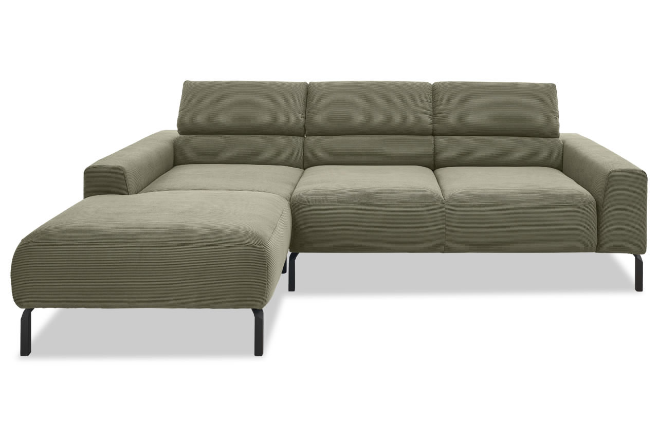 spring ecksofa mit recamiere links feincord olive frontansicht spring ecksofa mit recamiere links feincord olive frontansicht