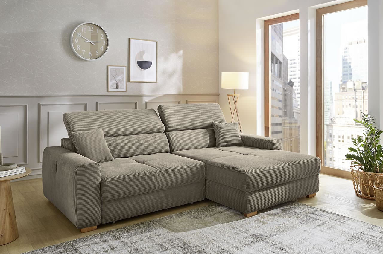 slider ecksofa variante rechts 426 18 taupe milieubild kopfteilverstellung