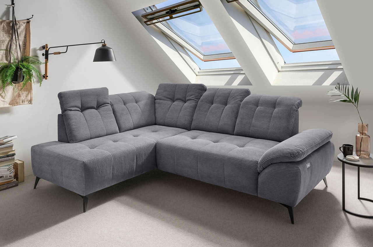 benformato fiore ecksofa links cord 4801 grau milieubild